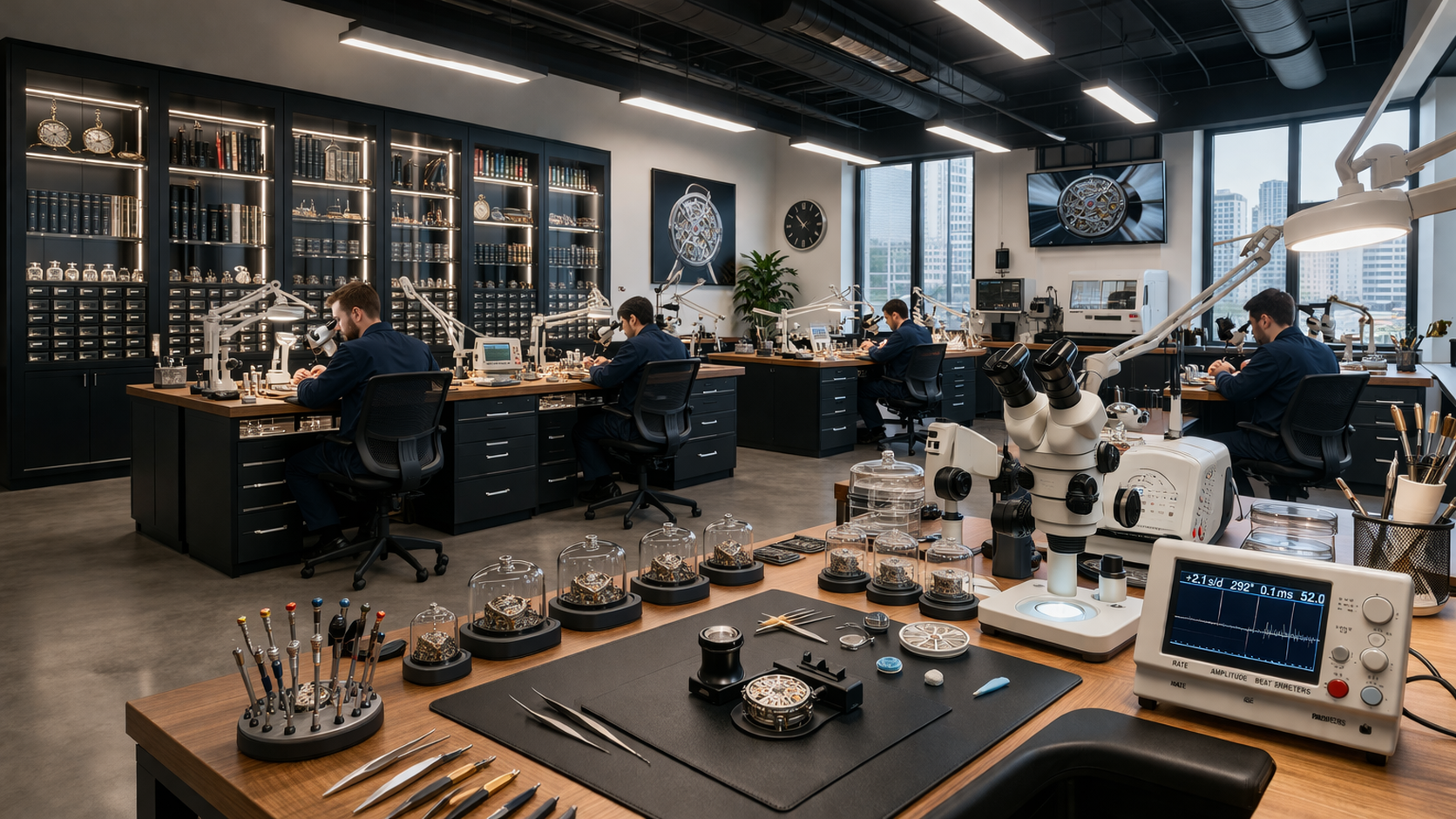 Professional watch repair workshop